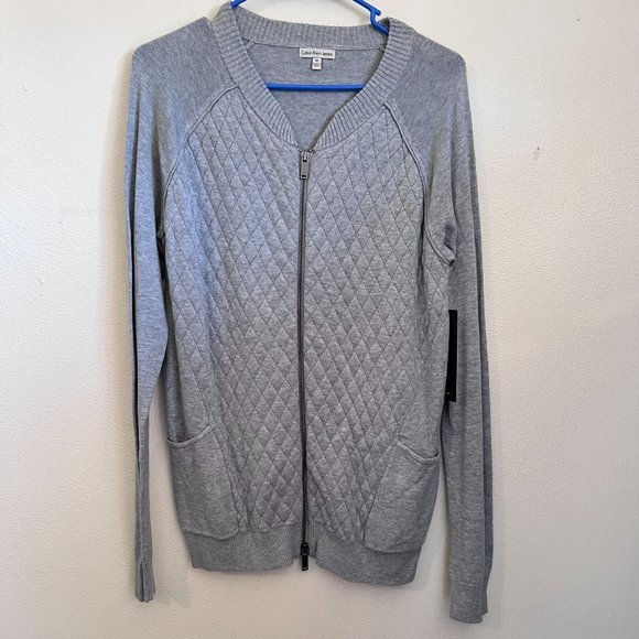 Calvin Klein Gray Diamond Quilted Bomber Jacket size M, NWT - Picture 1 of 13